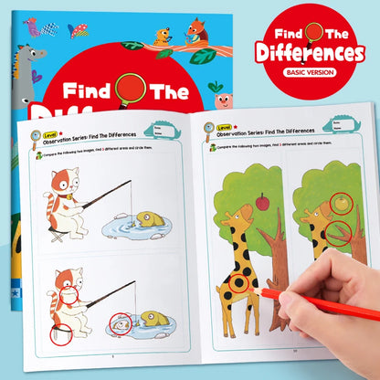Hidden Differences Activity Book, | Attention and Concentration Training | Visual Perception Skills, Find the Differences Game |