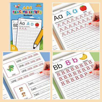 32-Page Children's Handwriting Practice Book, English Alphabet Letters, Tracing and Writing Pen Control Training Book, Children's Early Education Workbook, Learning to Write, Suitable for Home and School Writing Aids