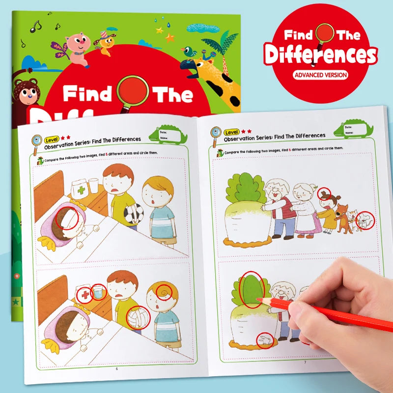 Hidden Differences Activity Book, | Attention and Concentration Training | Visual Perception Skills, Find the Differences Game |