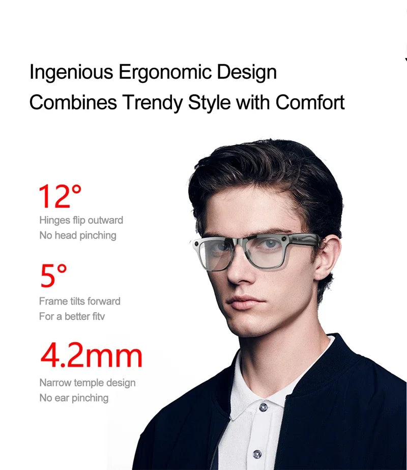 Lunettes Connectées IA 4K Ultra – Caméra, Traduction & Appels