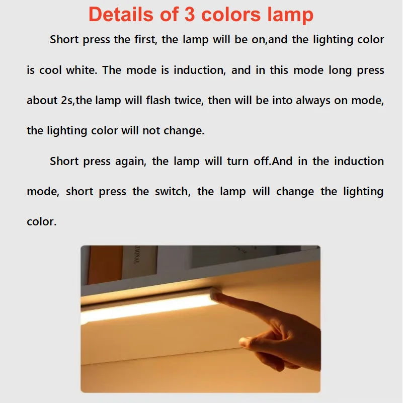 USB Rechargeable Motion Sensor LED Cabinet Light for Kitchen Bedroom Wardrobe Induction Wireless Night Lamp for Corridor Stairs