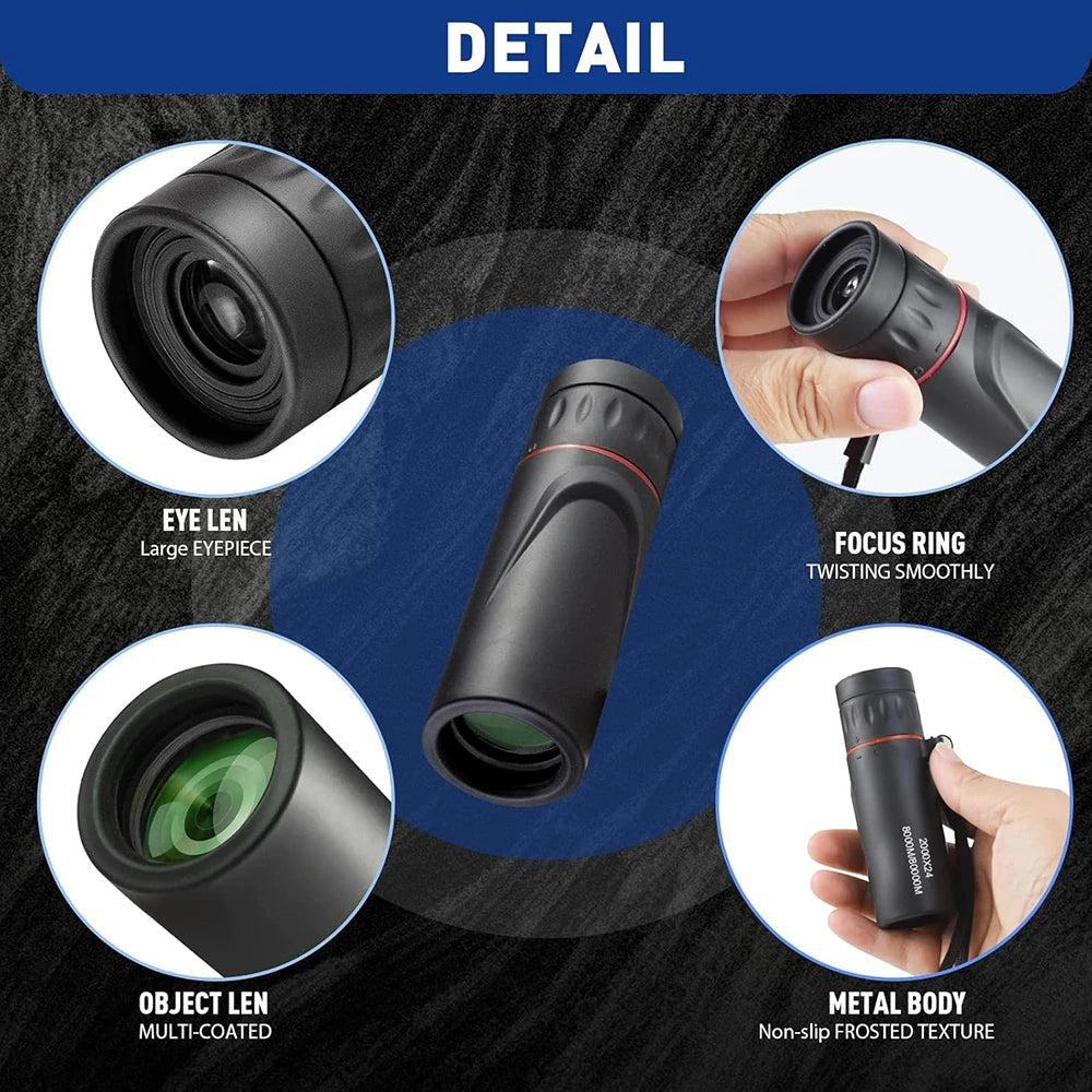 Monocular Telescope Upgrade 2000X24 HD Monoculars for Adults With Phone Adapter Pocket Monoscope Binoculars for Stargazing Gifts