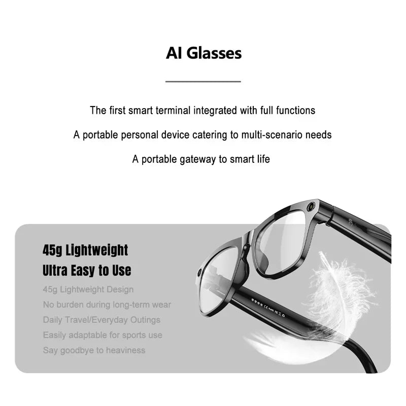 Lunettes Connectées IA 4K Ultra – Caméra, Traduction & Appels