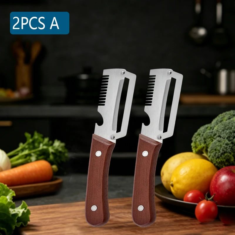 Éplucheur Multifonction 2-en-1 – Couteau & Ouvre-bouteille