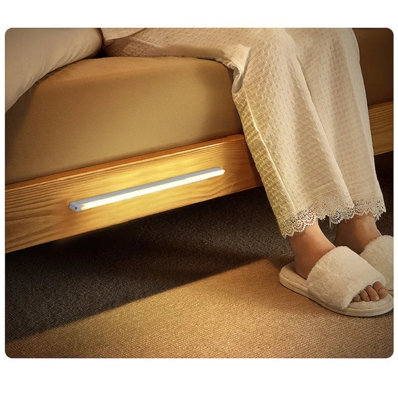 USB Rechargeable Motion Sensor LED Cabinet Light for Kitchen Bedroom Wardrobe Induction Wireless Night Lamp for Corridor Stairs