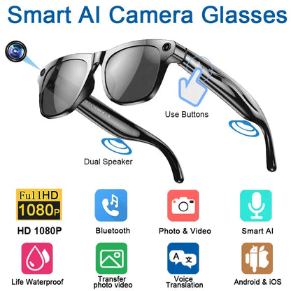Lunettes Connectées IA 4K Ultra – Caméra, Traduction & Appels