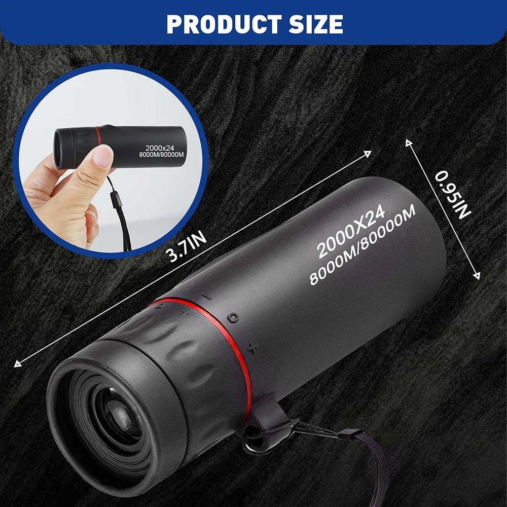 Monocular Telescope Upgrade 2000X24 HD Monoculars for Adults With Phone Adapter Pocket Monoscope Binoculars for Stargazing Gifts