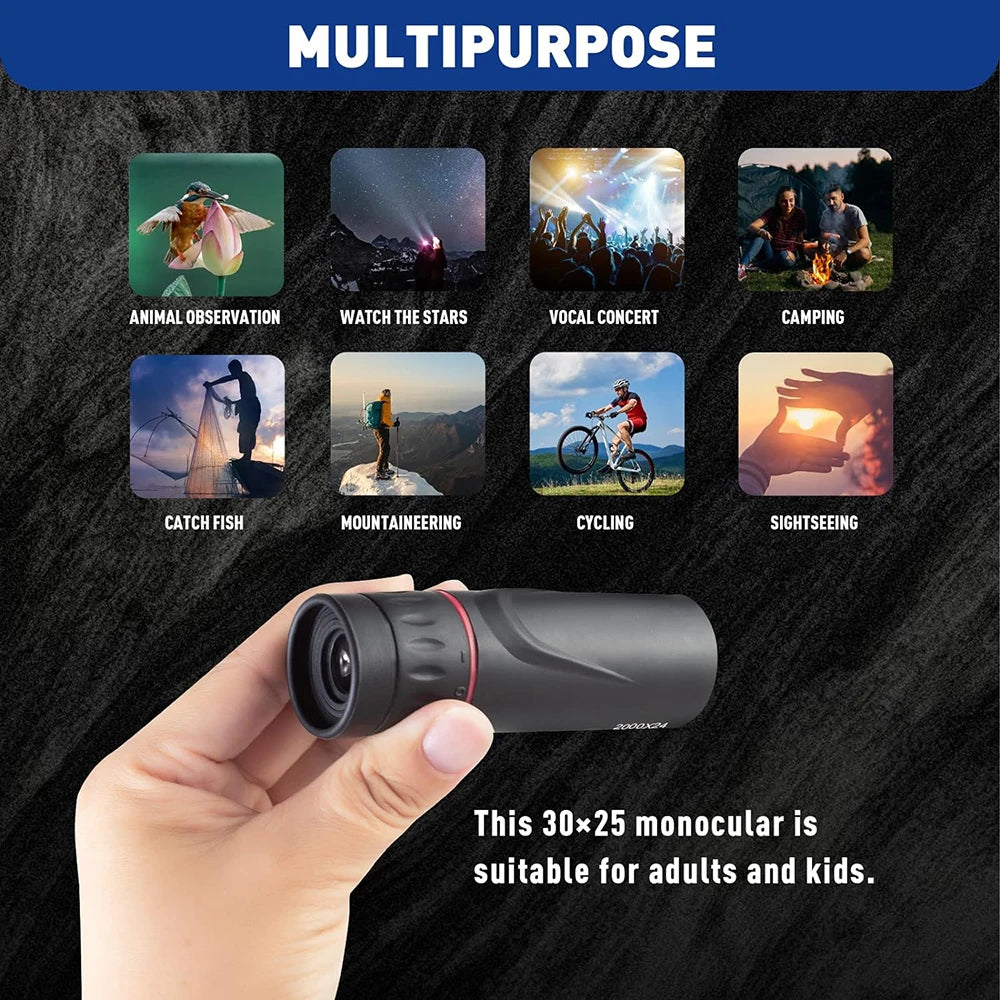 Monocular Telescope Upgrade 2000X24 HD Monoculars for Adults With Phone Adapter Pocket Monoscope Binoculars for Stargazing Gifts