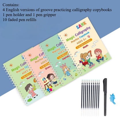 Sank Magic Practice Copybook Pen Preschools Kids Calligraphy English Verison Free Wiping Children Reusable Writing Book