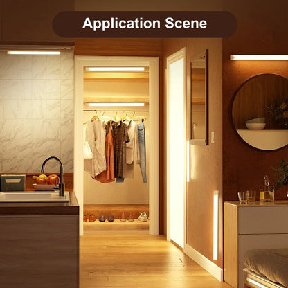 USB Rechargeable Motion Sensor LED Cabinet Light for Kitchen Bedroom Wardrobe Induction Wireless Night Lamp for Corridor Stairs